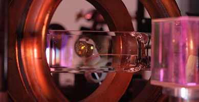 Close-up of quantum technology equipment