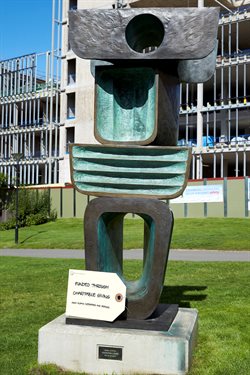 Barbara Hepworth sculpture with thank you tag