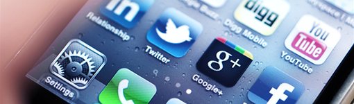 Iphone with social media icons