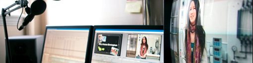 Monitors and tv screens showing our videos
