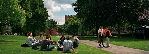 Staff and students on campus