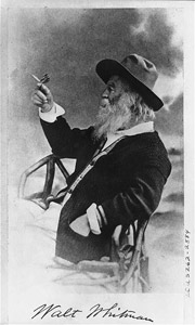 Walt Whitman holding a butterfly