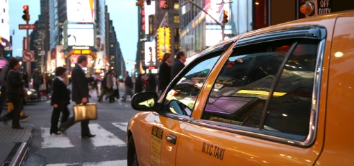 Photograph of yellow New York City cab