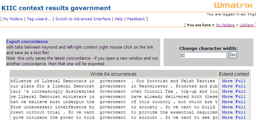 Screenshot of Wmatrix software