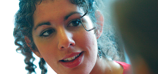 Photograph of a female student in discussion