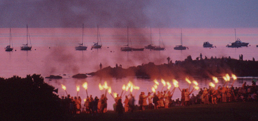 Photograph of a torchlit procession