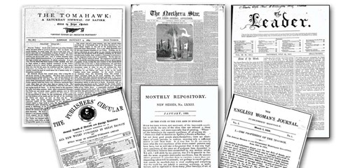 Scans of the front covers of 19th century newspapers
