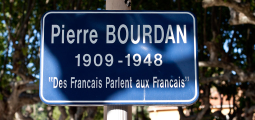 Commemorative notice for Pierre Bourdan