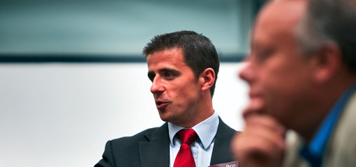 Photograph of a discussion in a conference