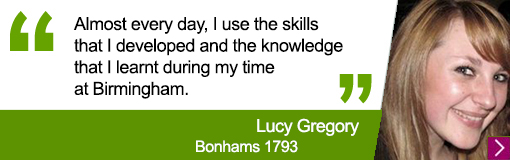 Quote from University alumna Lucy Gregory