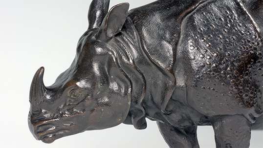 Detail of a bronze rhinoceros