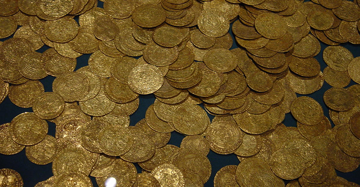 pile of ancient gold coins from Switzerland