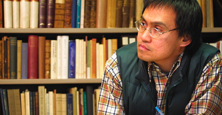 Student studying in the library