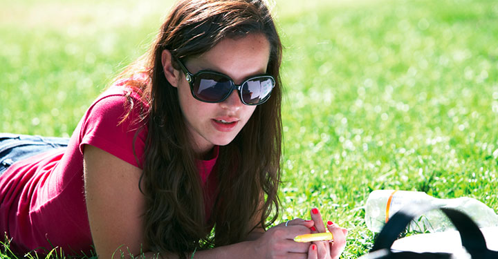 Student studying on the Birmingham Campus