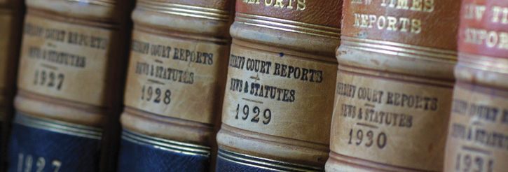 Photo of books in the law library