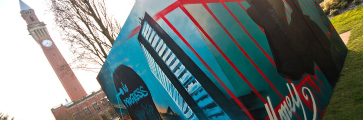 Bromford Dreams graffiti cube at the University of Birmingham