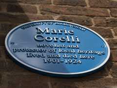 Photo of the Marie Corelli blue plaque at Mason Croft