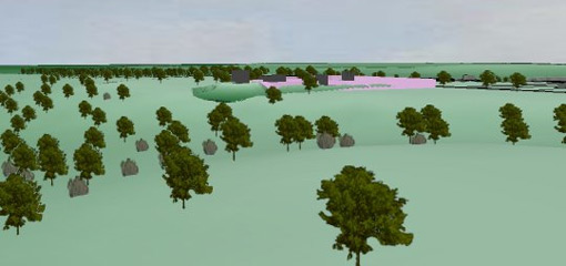 GIS model with trees on a landscape