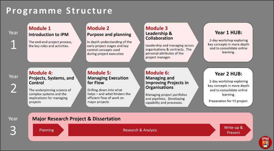 A graphic of the modules organised by the year in which they are taken