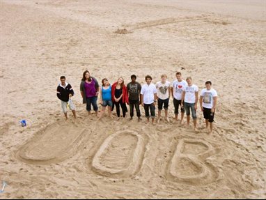 Civil Engineering Society members on beach
