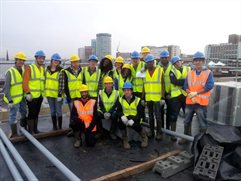 CivSoc members on site on a rooftop