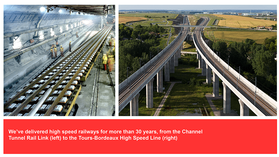 BBVT conference graphic showing two photos of rail projects