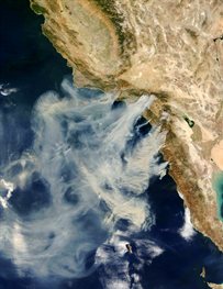 Satellite image of Californian wildfires