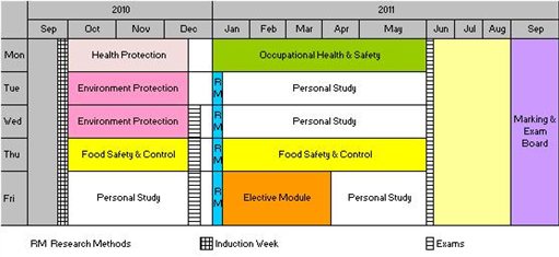 Public and Environmental Health MSc course schedule