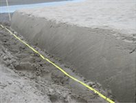Measuring in the river bank