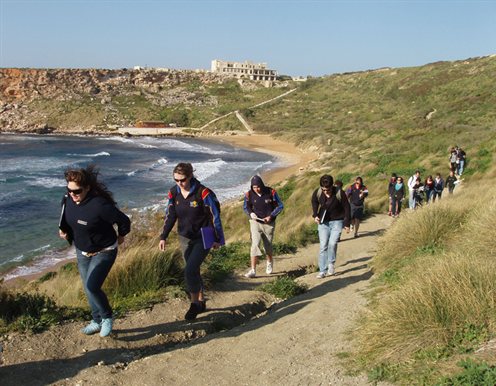 Students on fieldtrip