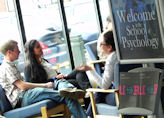 Students socializing in the Hills Building