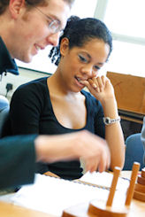 Student in discussion