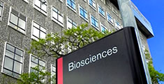 Biosciences sign outside building