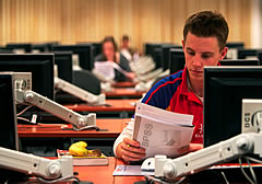 Sport and Exercise Sciences student on computer