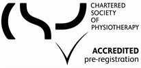 Monochrome Chartered Society of Physiotherapy accreditation logo