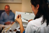 Man about to receive a vaccination