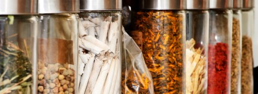 traditional chinese herbs in jars