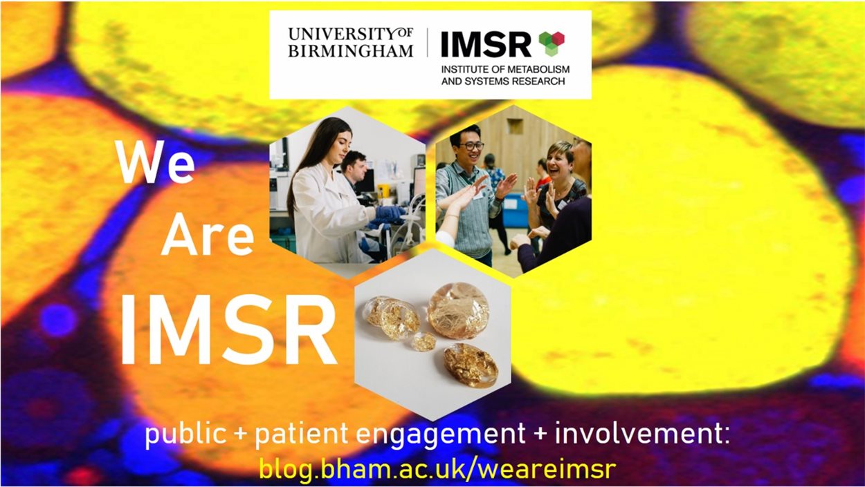 University of Birmingham - Institute of Metabolism and Systems Research. We are IMSR, public + patient engagement + involvement: blog.bham.ac.uk/weareimsr