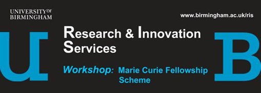 Banner advertising the Marie Curie Fellows workshop (with UoB logo)