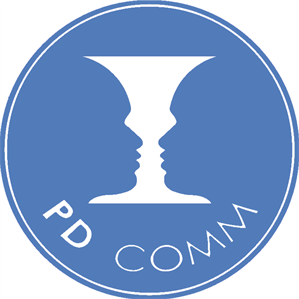 PDComm logo in royal college blue