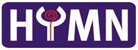 The HYMN logo with white lettering on a purple rectangular background.