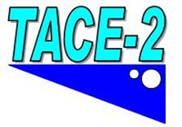 Tace 2 logo with a blue triangle underneath