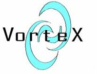 VORTEX Logo with swirly background