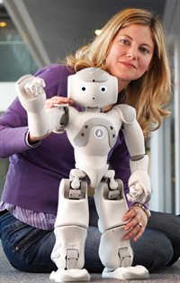 Dr Ginevra Castellano with a Nao robot