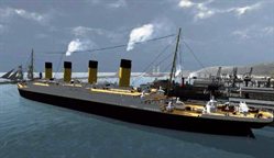 View of virtual Wembury showing ships, a 3D modelled coastal village
