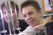 Engineering student with glassware
