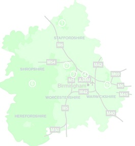 Semi-transparent map of the West Midlands