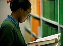 Student in library