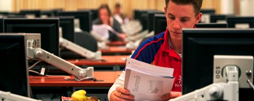 student using computer