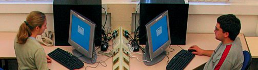 Students studying at computers